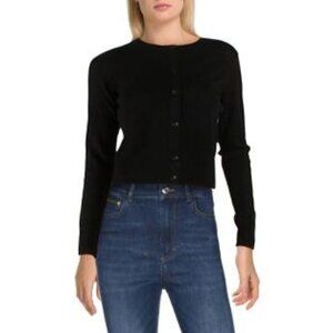 VINCE  Cashmere Crewneck Cardigan Sweater in Black, SMALL
